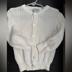 Boutique White Cable Knit Button Cardigan